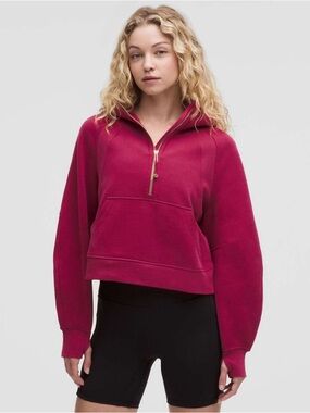 NWT Lululemon Scuba Oversized Half Zip Hoodie – Magenta Smoke/Gold – XS/S